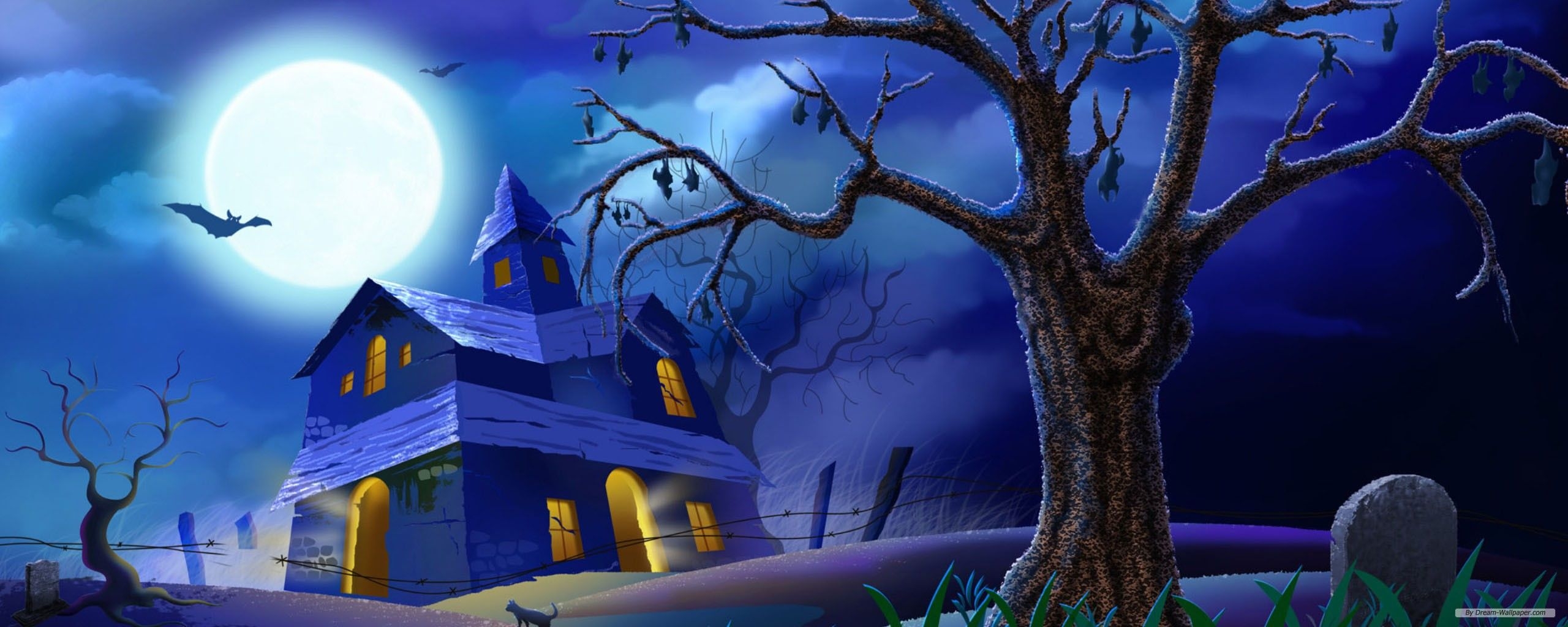 2560x1030 Halloween Dual Screen Wallpaper, Dual Screen