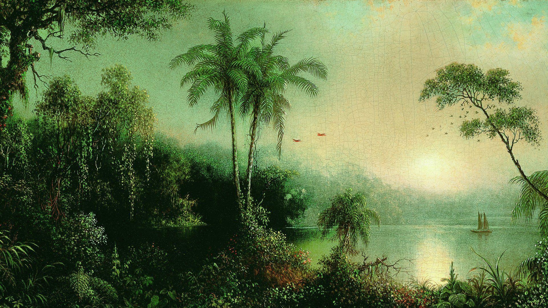 1920x1080 Download Trees, Painting, Jungle, A Martin Johnson Heade, Desktop