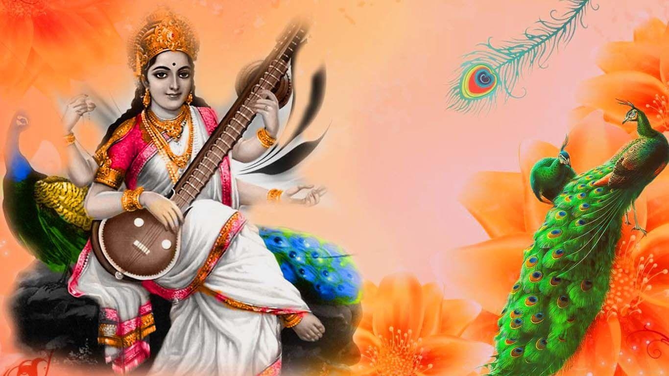 1370x770 Goddess Saraswati Wallpaper. Hindu Gods and Goddesses, Desktop