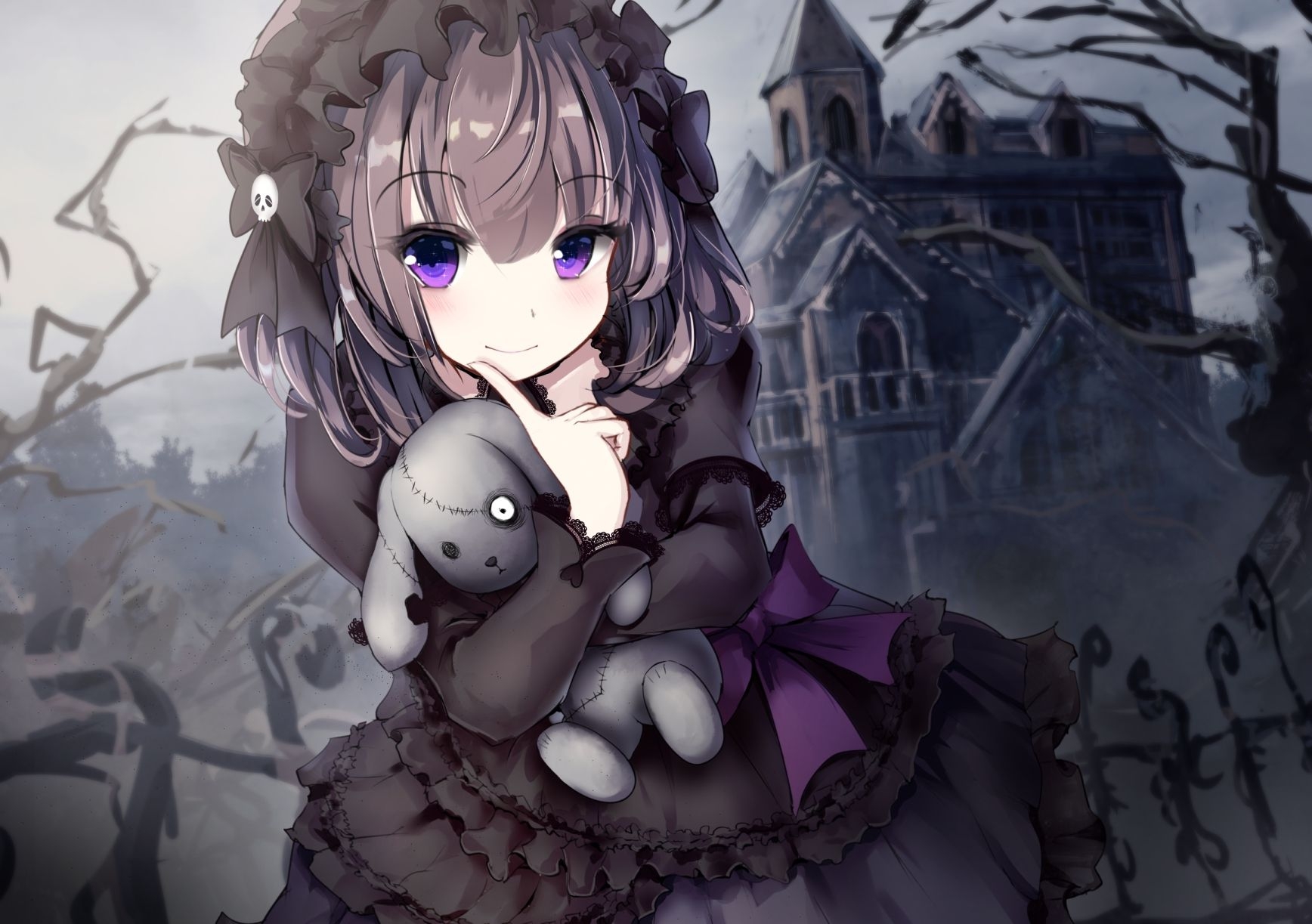 1740x1230 Anime Girl, Gothic, Teddy Bear, Loli, Black Dress Girl With Teddy Bear Wallpaper & Background Download, Desktop