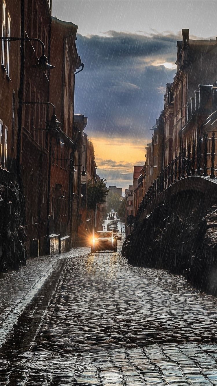 750x1340 Wallpaper City, rain, road, buildings 2560x1600 HD Picture, Image, Phone