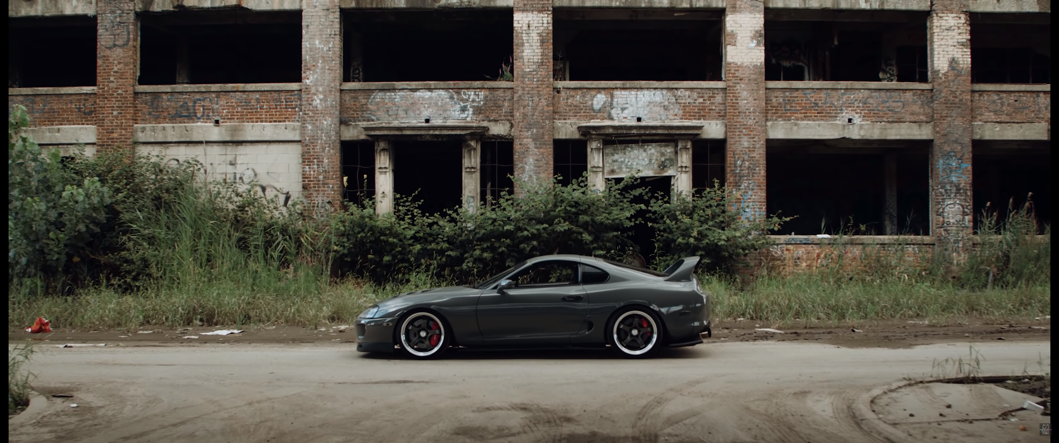 3440x1440 Wallpaper, Toyota Supra MK car, industrial city, Dual Screen