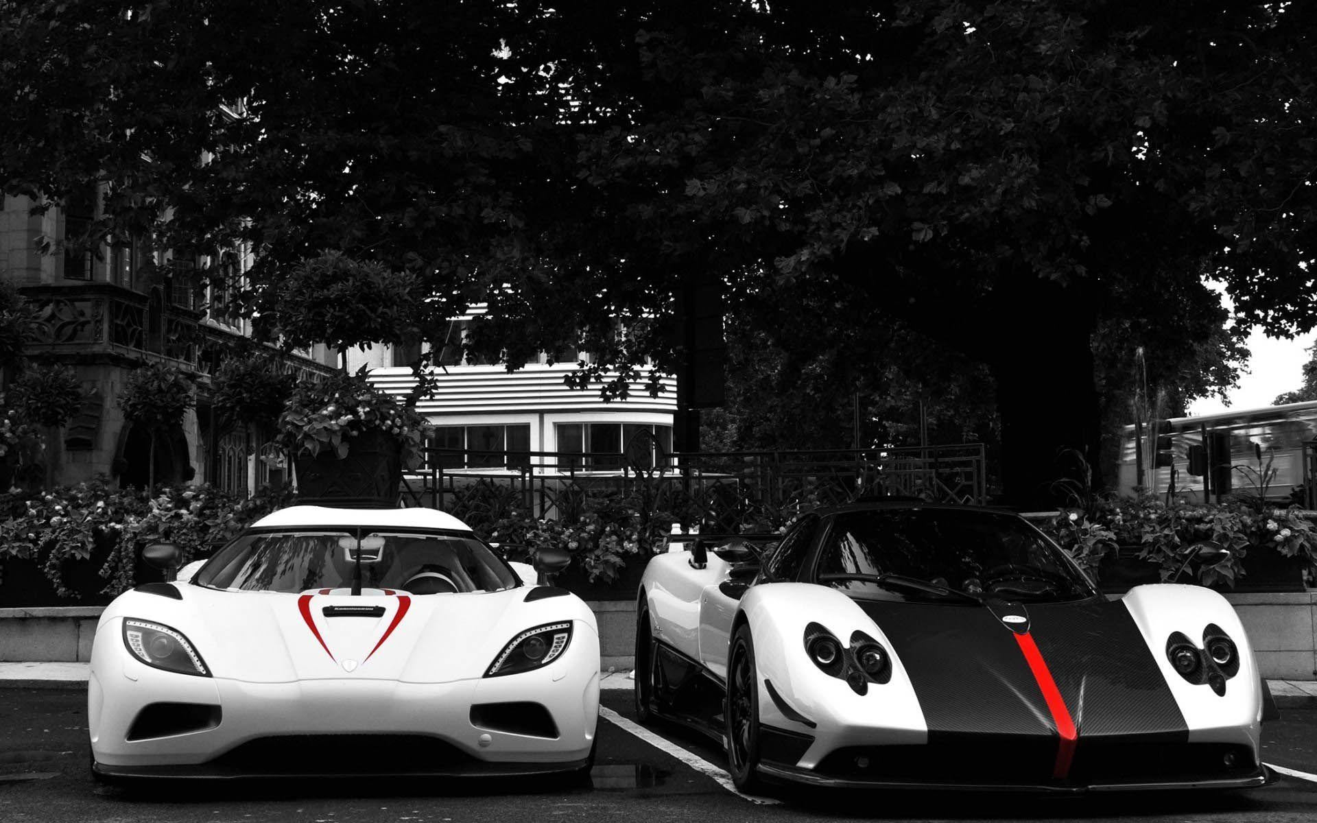 1920x1200 White Koenigsegg Agera R VS Black & White Pagani Zonda, Desktop