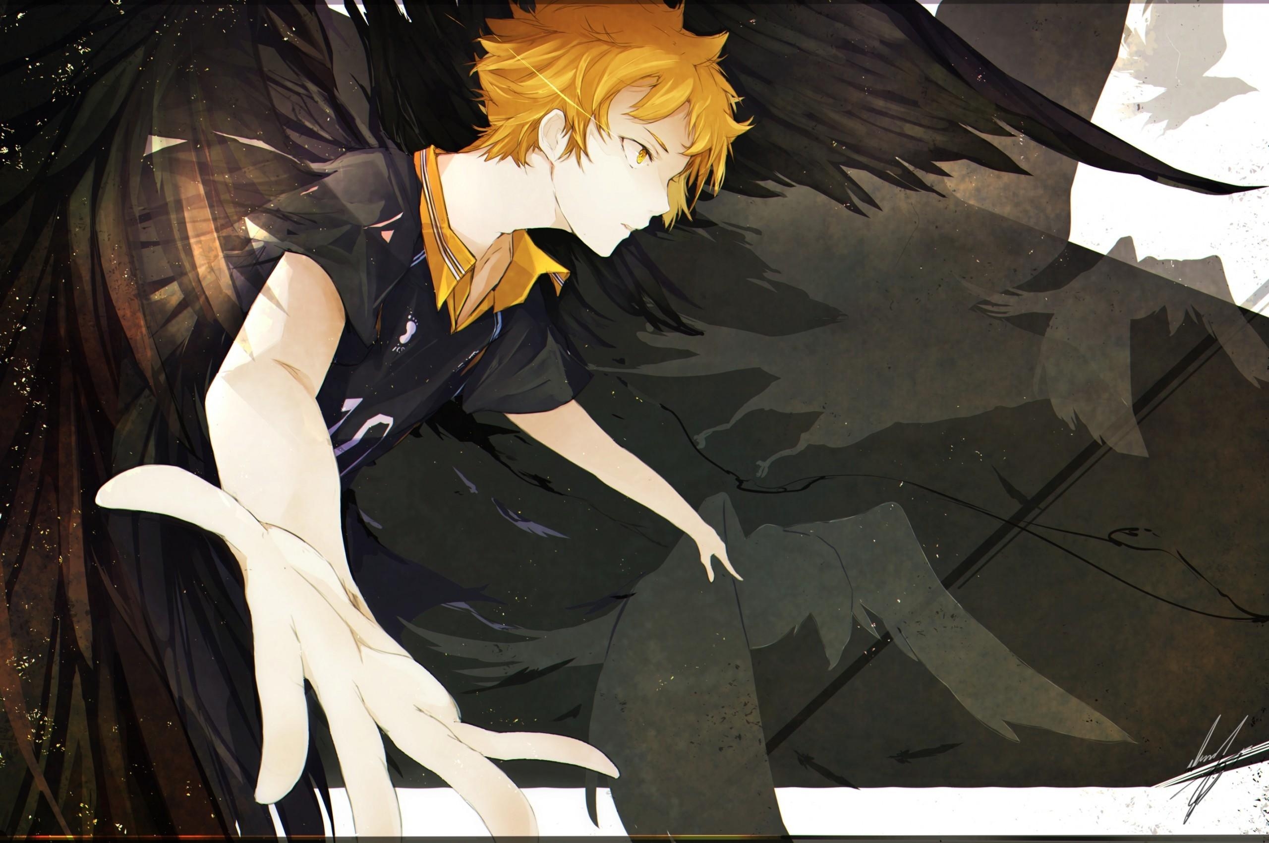 2560x1700 Download  Haikyuu, Hinata Shouyou, Dark Wings, Orange Hair, Desktop