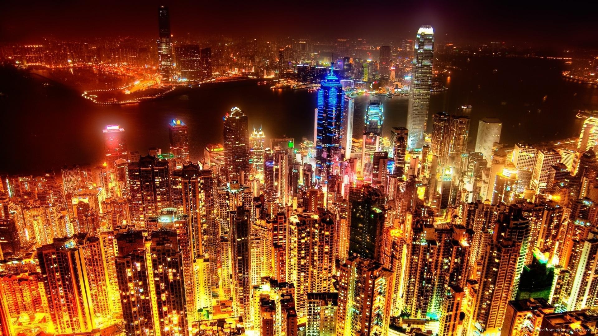 1920x1080 Hong kong at night wallpaper. Wallpaper Wide HD, Desktop