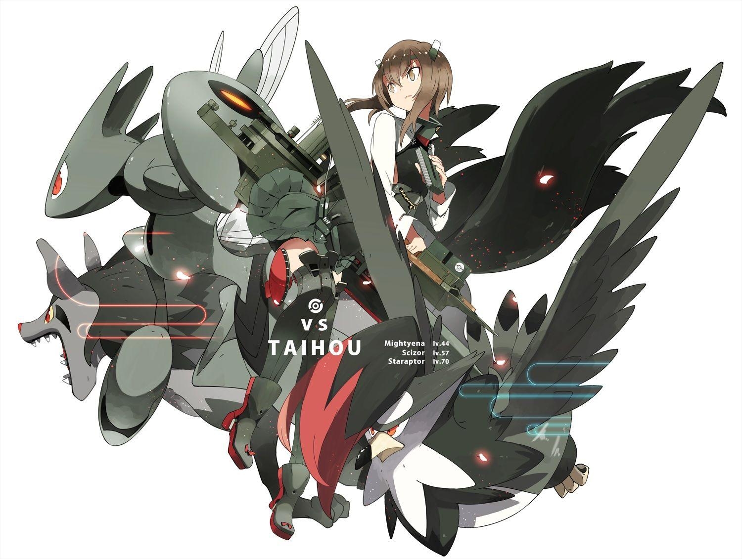 1500x1140 Kantai collection crossover kantai collection mightyena pokemon, Desktop