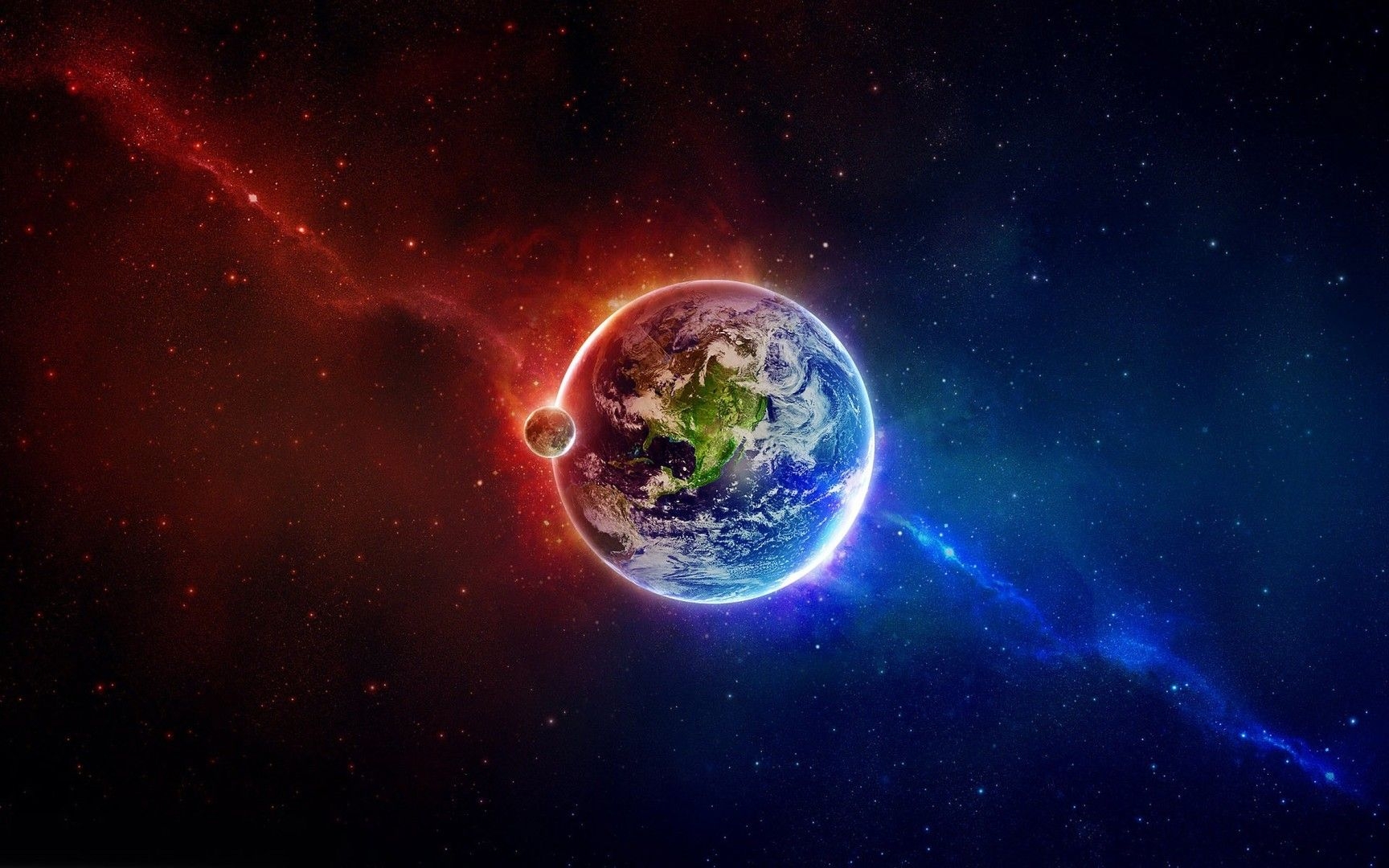 1730x1080 Earth in blue and red space wallpaper Wide HD Wallpaper, Desktop