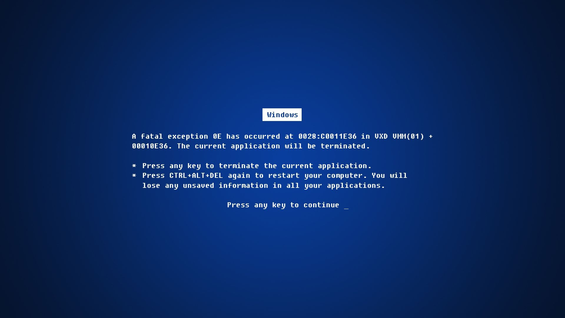 1920x1080 Blue Screen of Death Desktop Background, Desktop