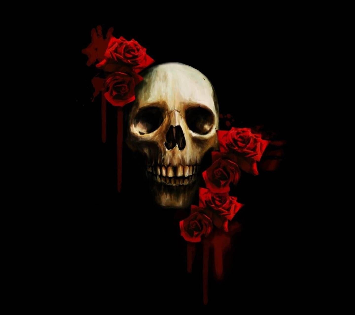 1440x1280 Skull and roses Wallpaper, Desktop