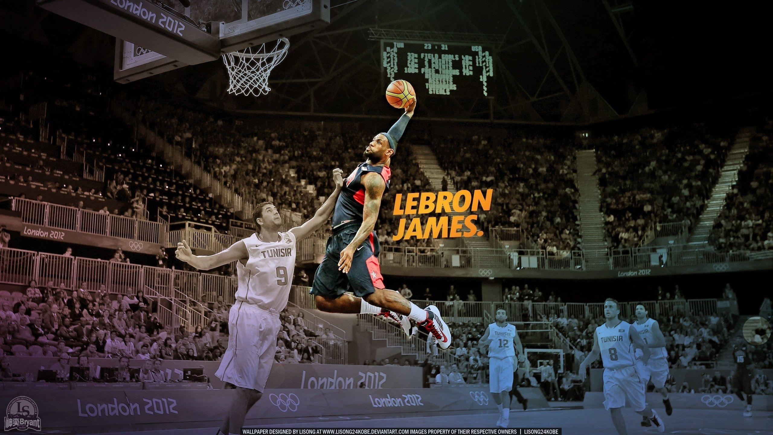 2560x1440 Nba lebron james dunk basketball player wallpaper, Desktop