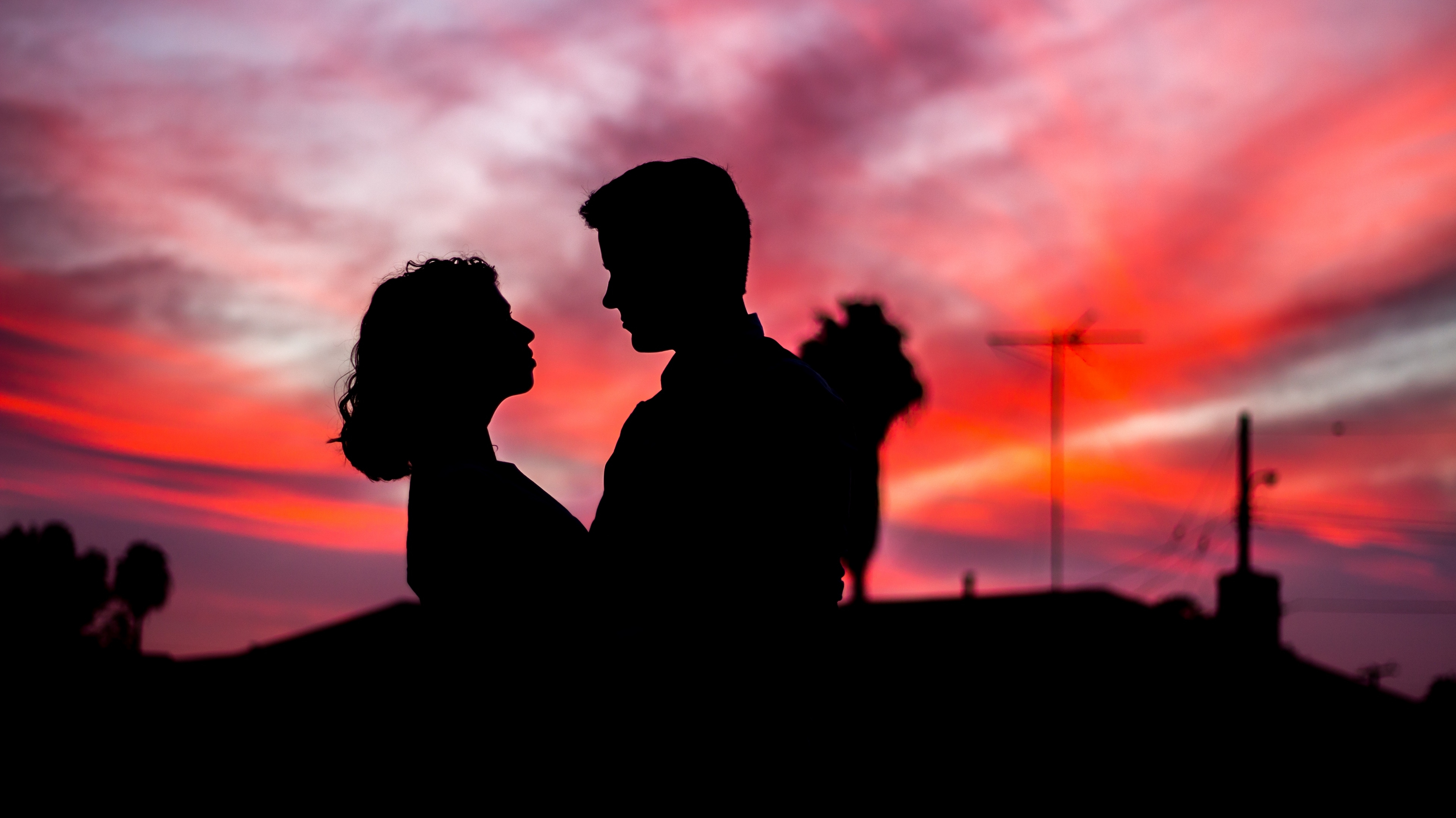 3840x2160 Download wallpaper  silhouettes, couple, love, Desktop