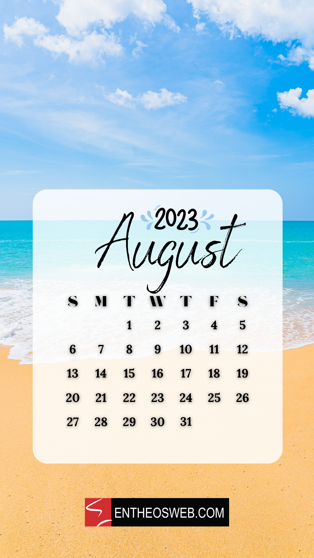 1080x1920 August 2023 Calendar Phone Wallpaper, Phone