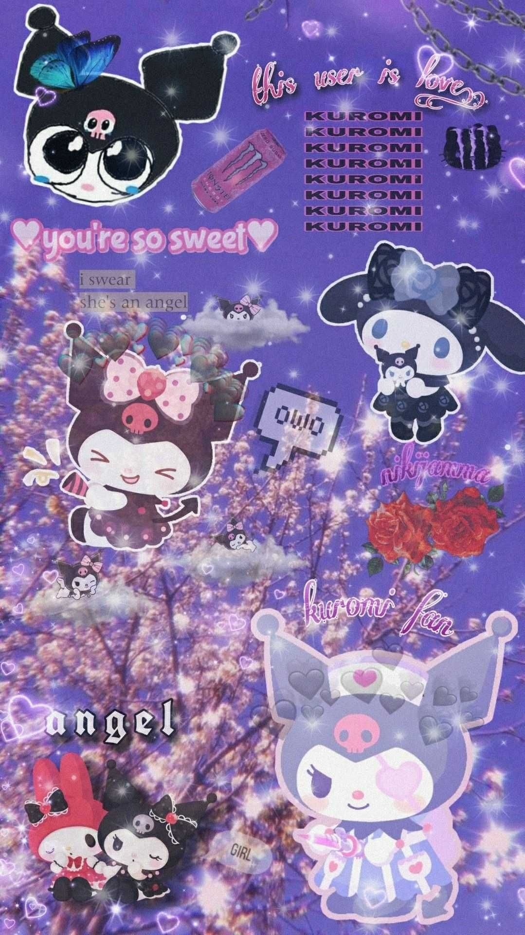 1080x1920 Kuromi Background Explore more Animated, Black, Cartoon, Cute, Kuromi wallpaper.. Hello kitty iphone wallpaper, Cute cartoon wallpaper, Cute wallpaper, Phone