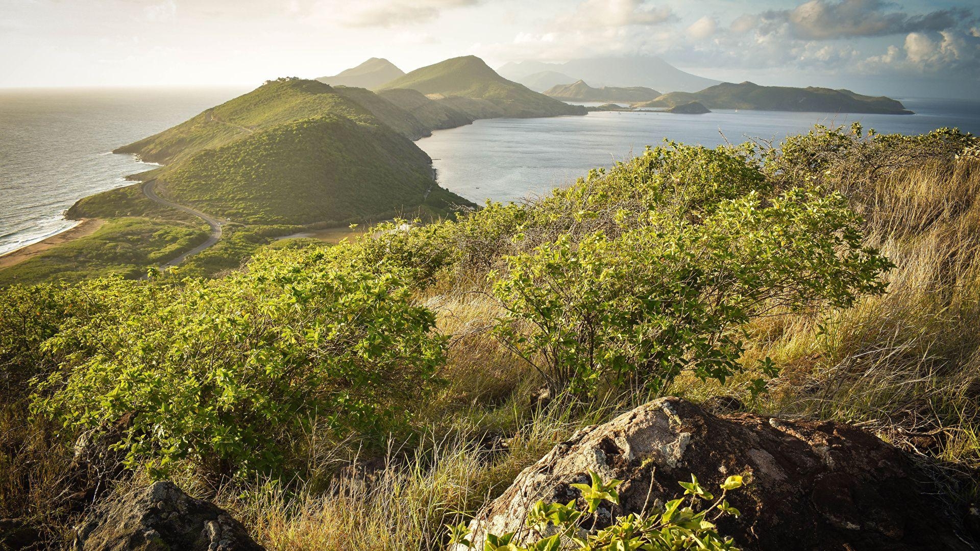 1920x1080 Wallpaper Saint Kitts and Nevis Caribbean Nature Hill, Desktop