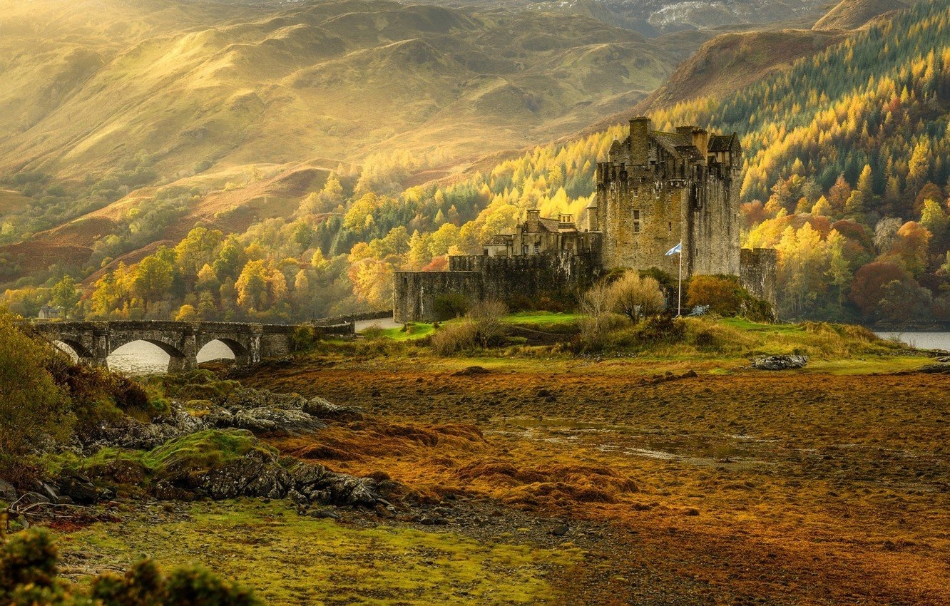 1340x850 Wallpaper autumn, nature, Scotland, the Eilean Donan castle image for desktop, section пейзажи, Desktop