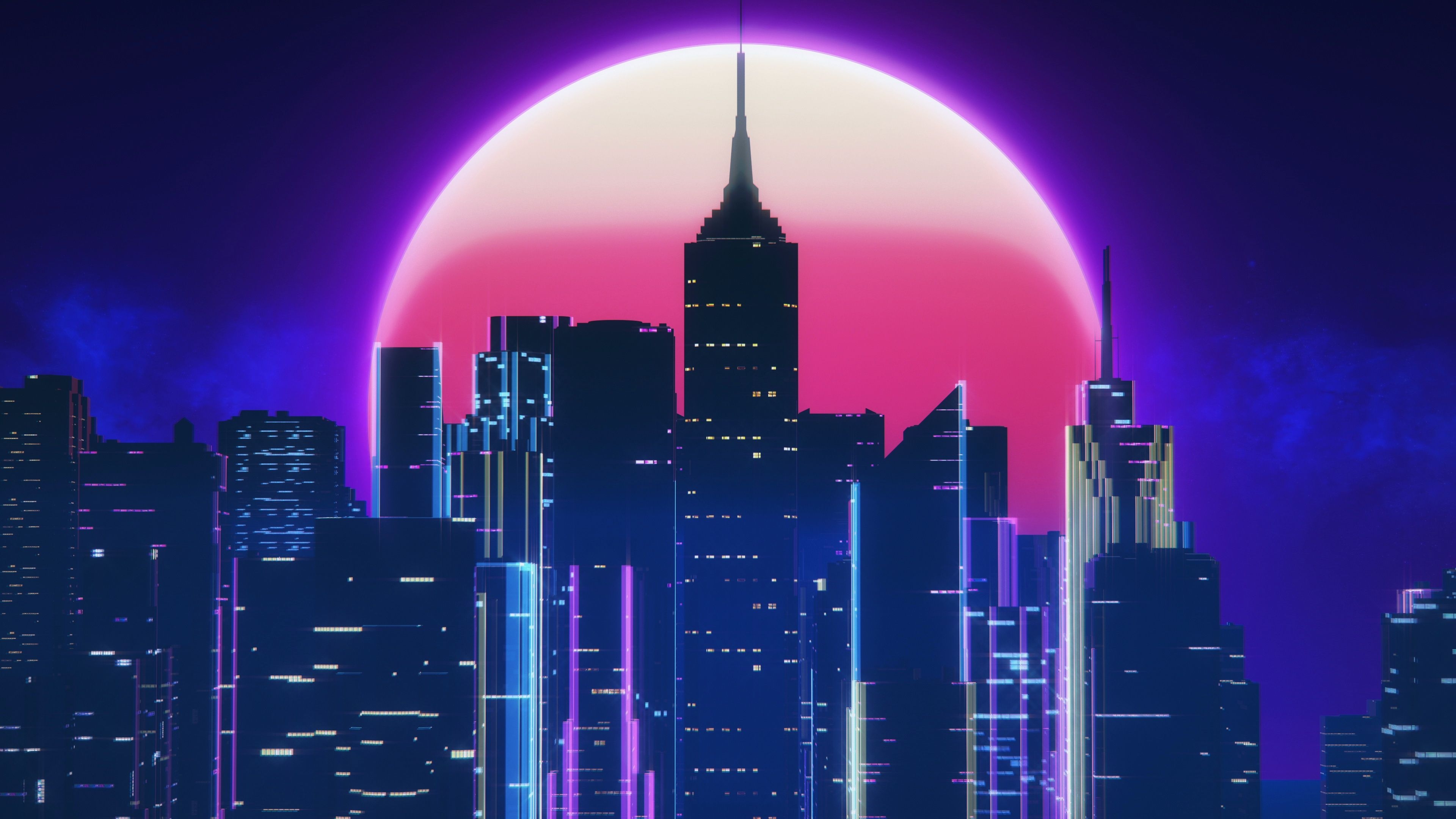 3840x2160 Synthwave City Retro Neon 4k, HD Artist, 4k Wallpaper, Image, Desktop