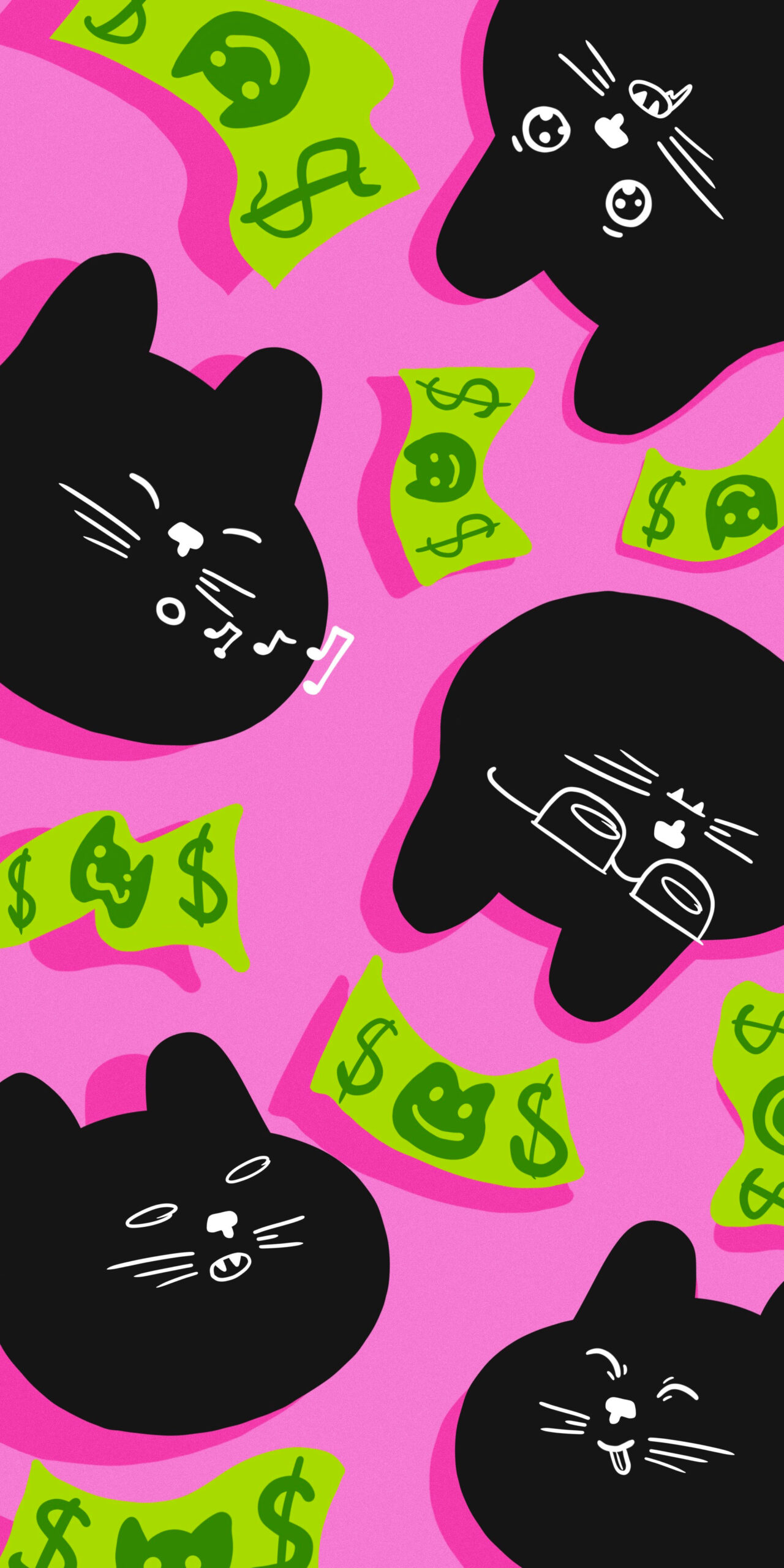 1280x2560 Black Cat and Cash Pink Wallpaper Black Cat Wallpaper iPhone, Phone