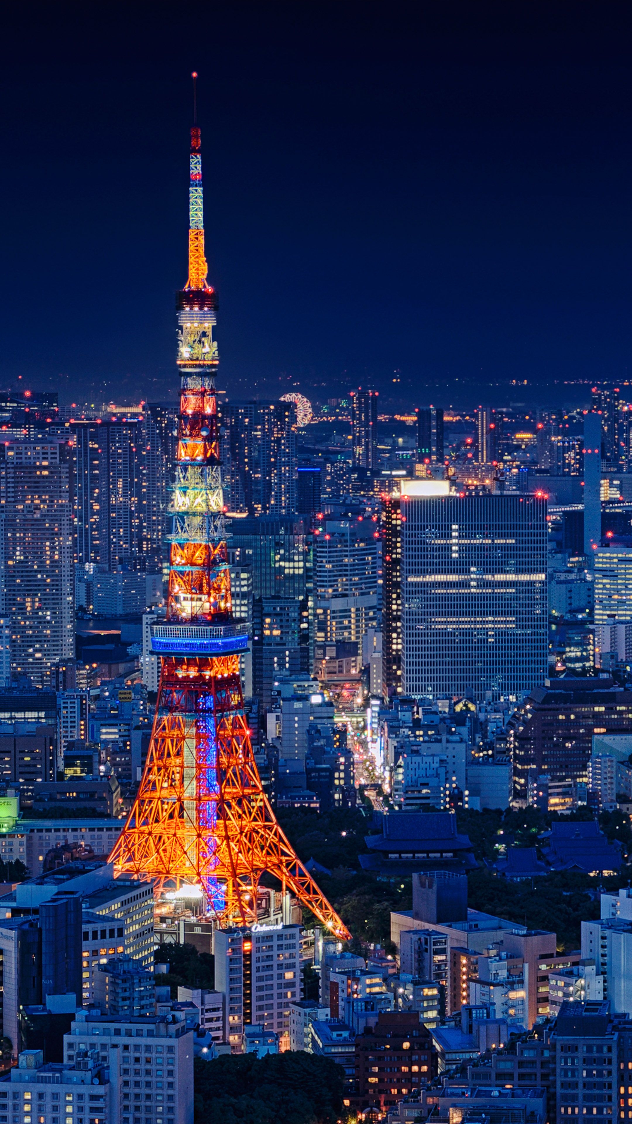 2160x3840 Tokyo Tower Japan Night Cityscape 4K Ultra HD Mobile Wallpaper, Phone