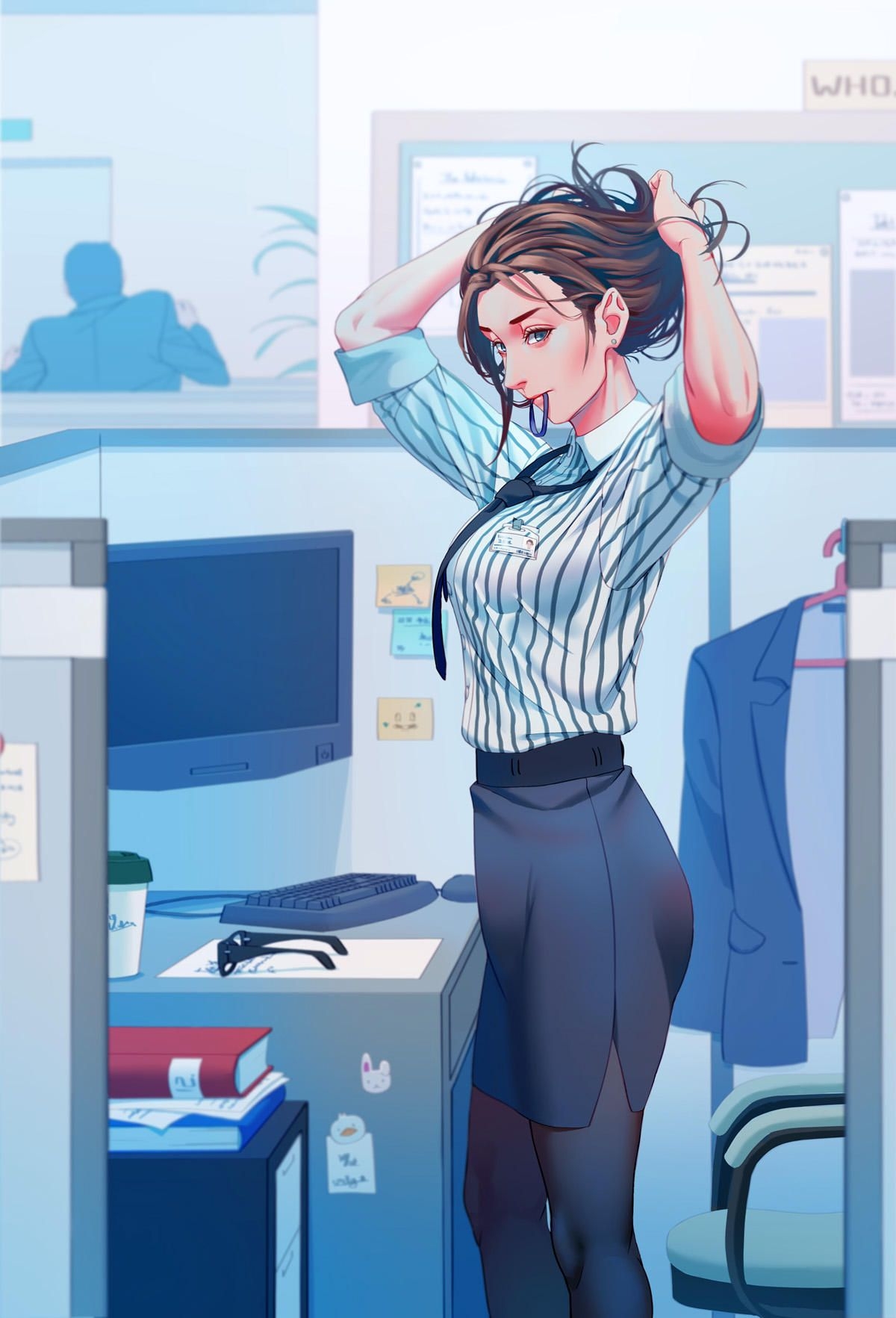 1200x1770 Wallpaper, anime girls, office girl, office uniform, Phone