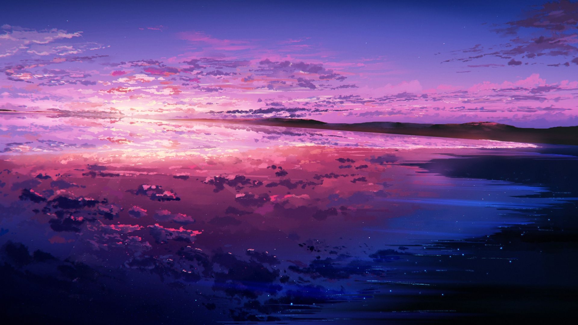 1920x1080 Purple Sunset Reflected in the Ocean 1080P Laptop Full, Desktop