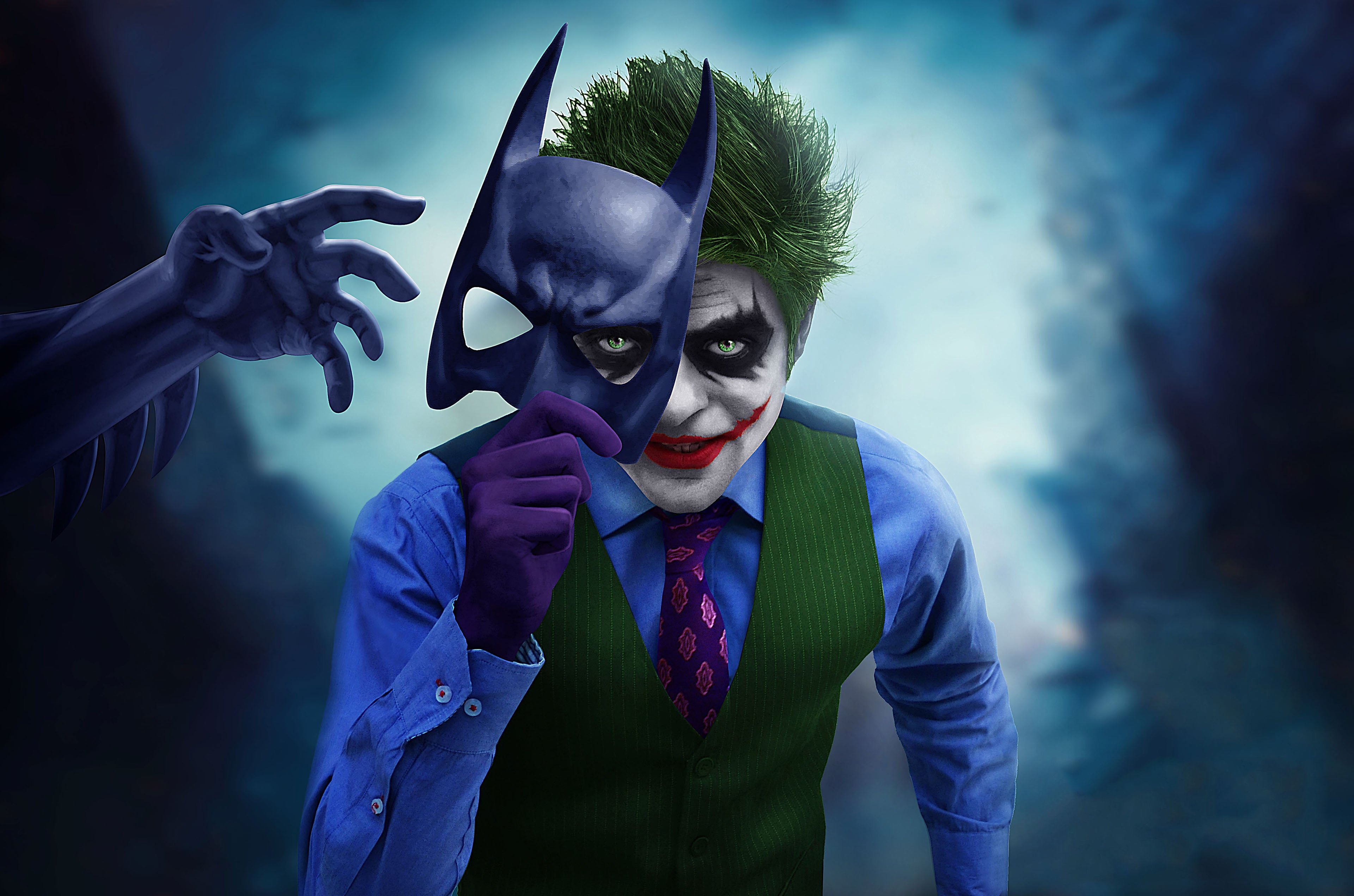 3840x2550 Joker With Batman Mask Off, HD Superheroes, 4k Wallpaper, Image, Desktop