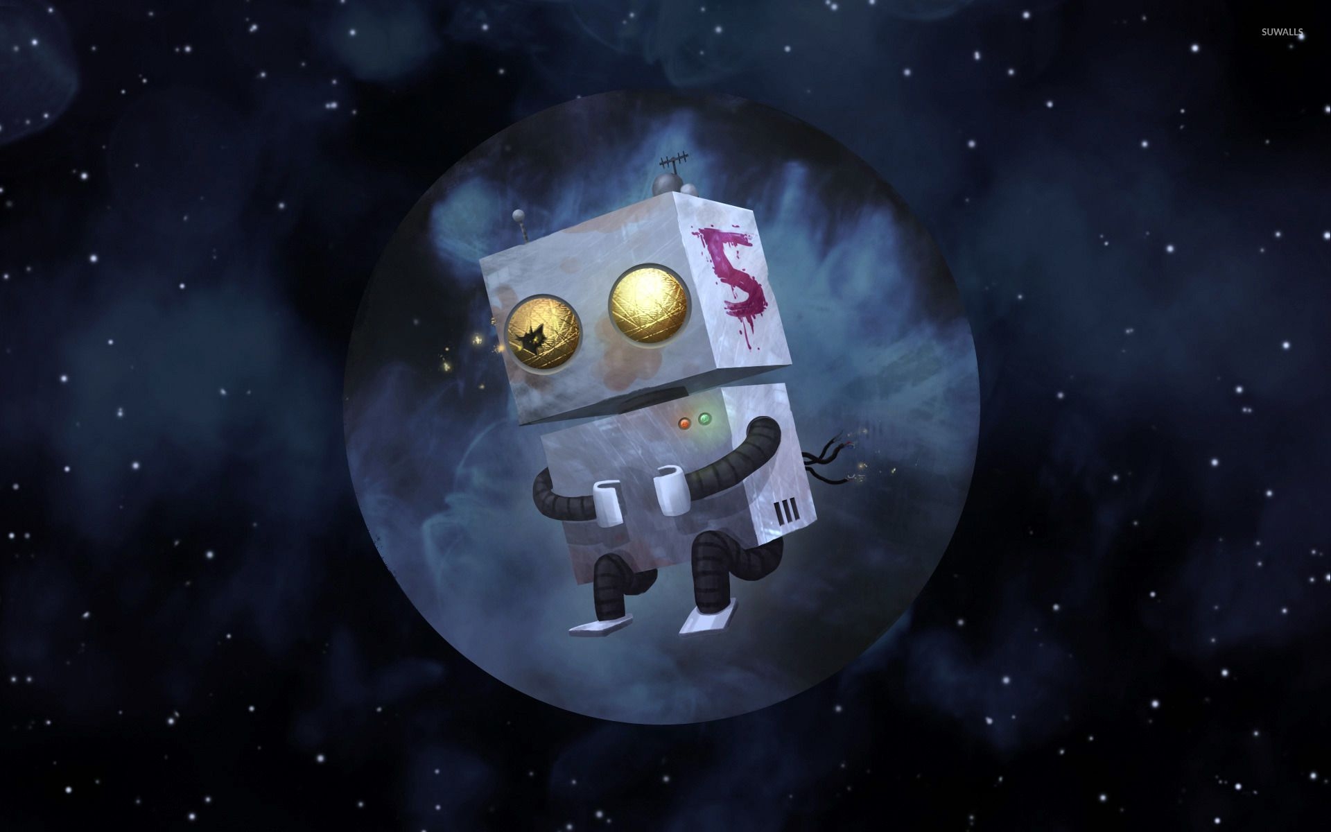 1920x1200 Sad robot floating in space wallpaper Art wallpaper, Desktop