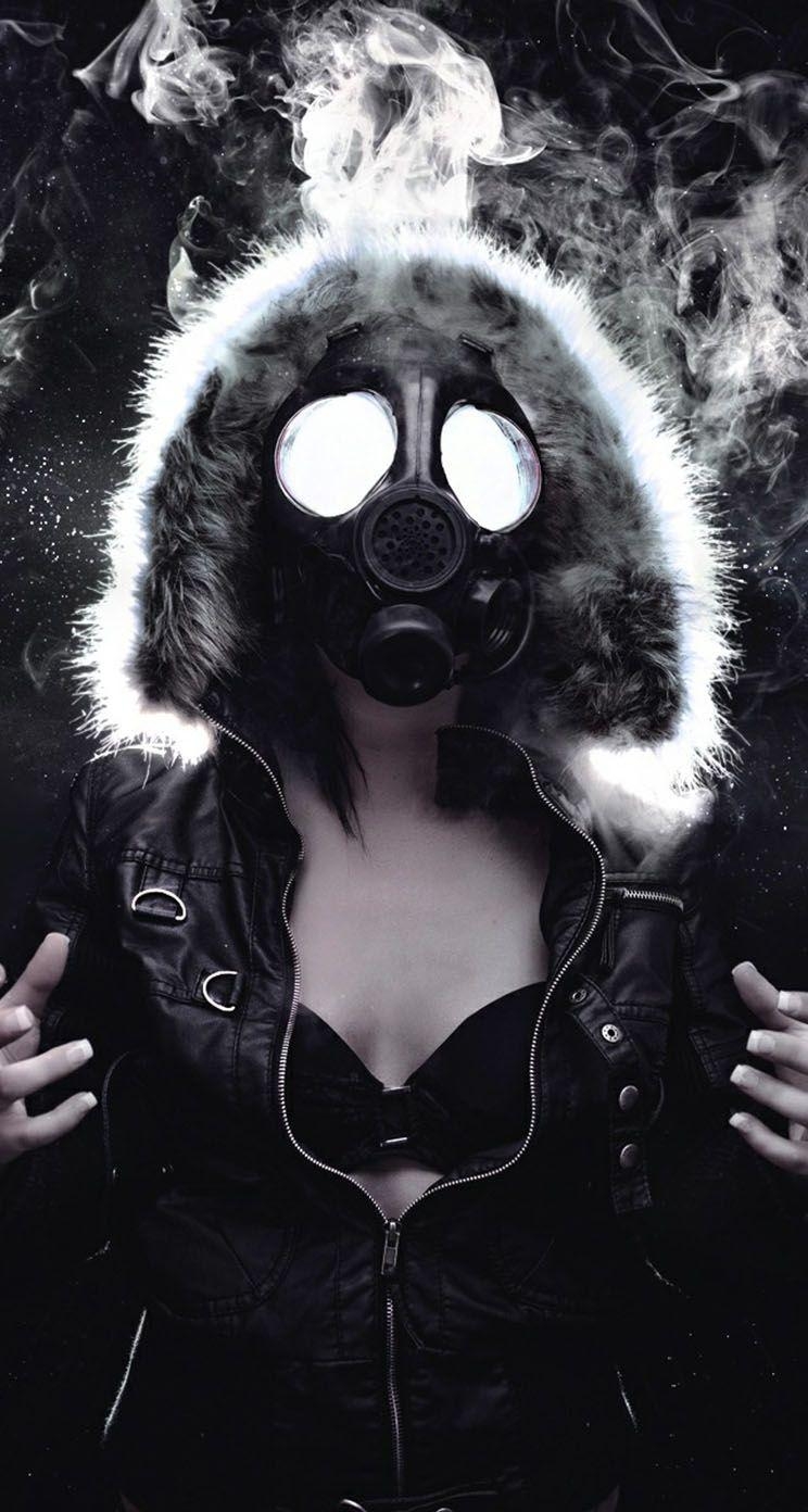 750x1400 The iPhone Wallpaper Woman Masked Gas Mask, Phone