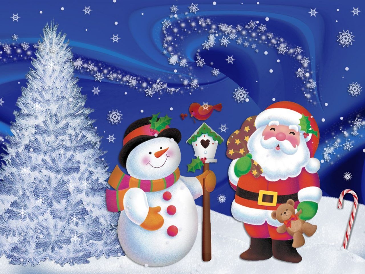 1280x960 Santa Claus Winter Snow Snowman Desktop Holiday Christmas Wallpaper HD 1920x1080, Wallpaper13.com, Desktop