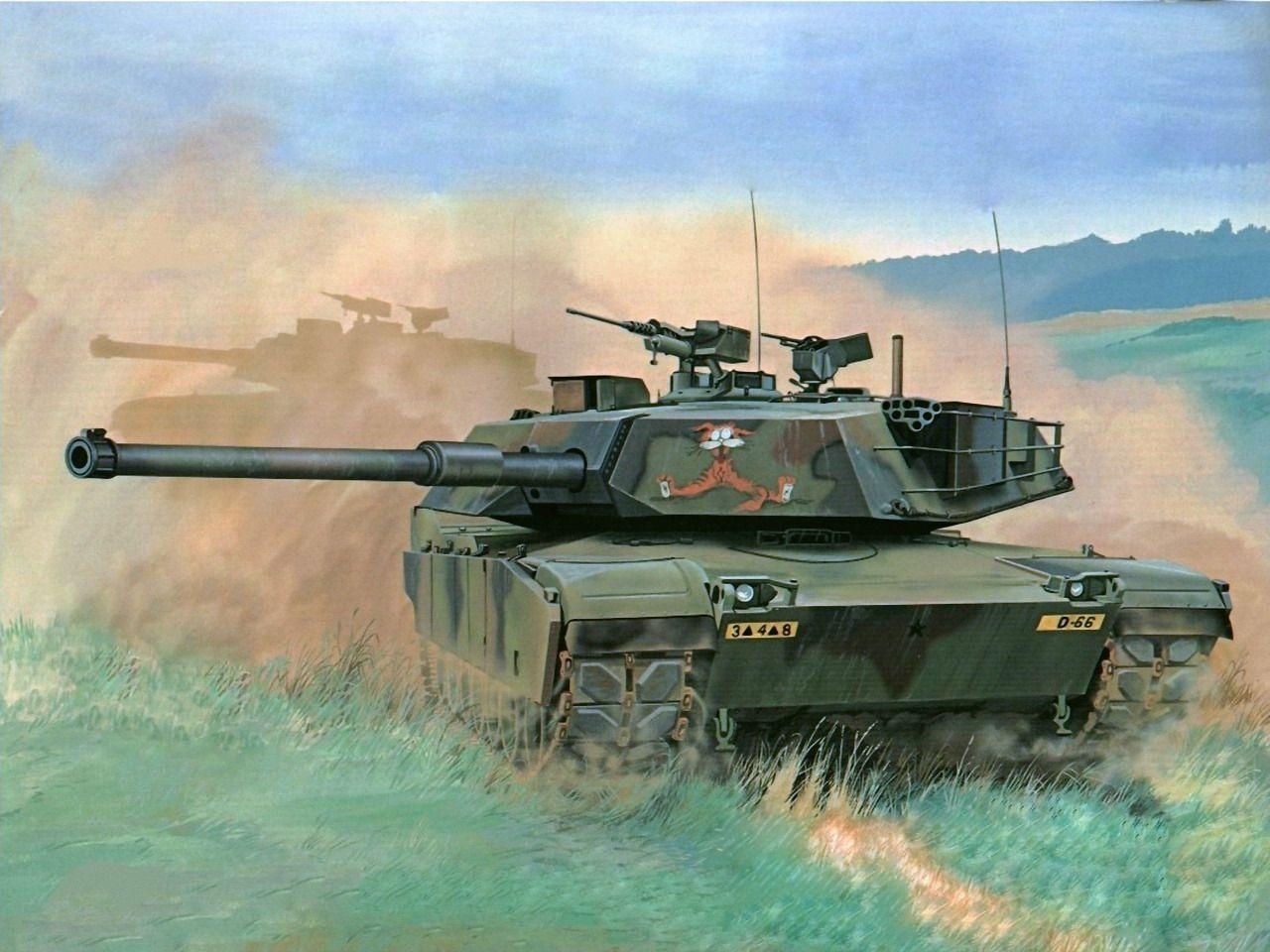 1280x960 Wallpaper M1 Abrams Tanks American Painting Art Army, Desktop