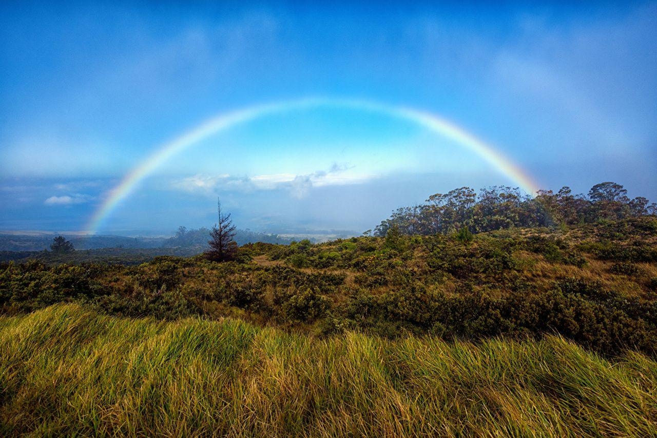 1280x860 Hawaii Haleakala National Park Rainbow Maui Nature Parks Grass, Desktop