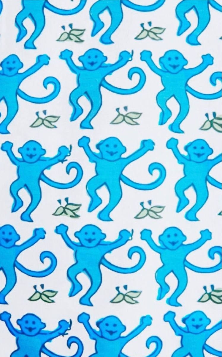 750x1200 Preppy Blue Monkey Pattern Wallpaper, Phone