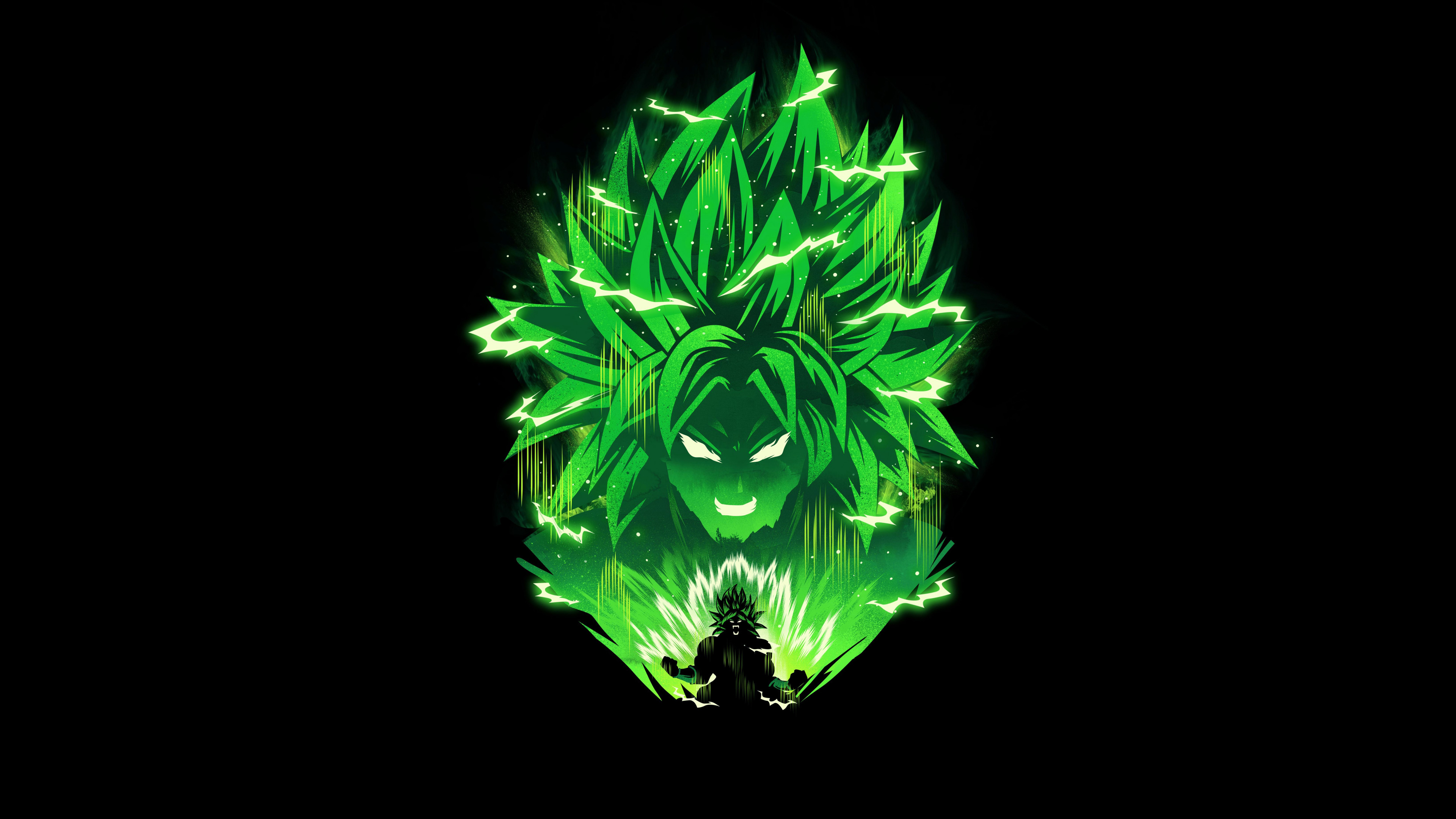 3840x2160 Broly Wallpaper 4K, Dragon Ball Z, Black background, Anime, Desktop