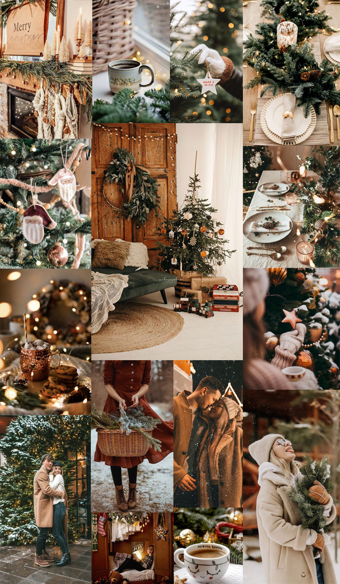 700x1200 Christmas Collage Aesthetic Ideas, Rustic Elegant Theme, Phone