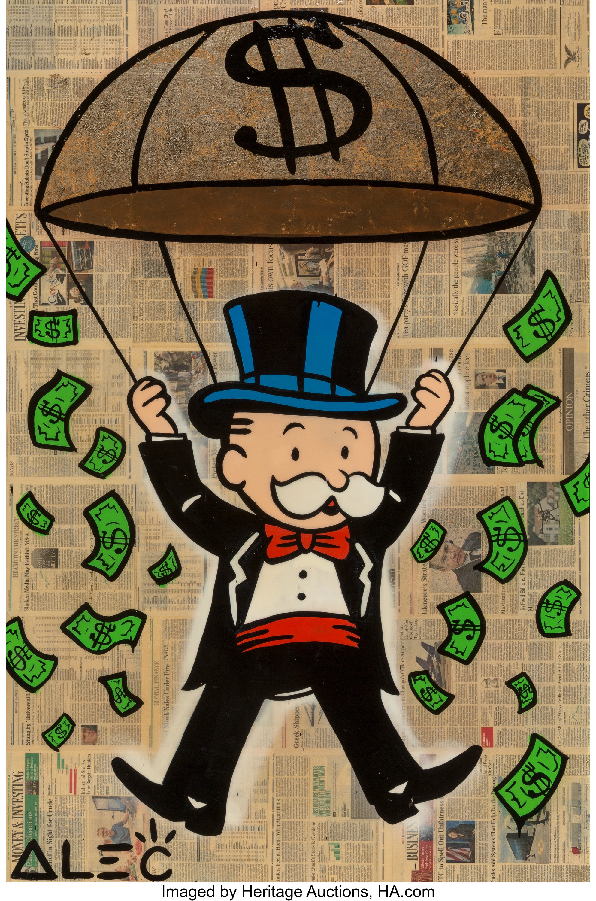 1990x3000 Alec Monopoly (b. 1986). Mr. Monopoly, early 21st century. Acrylic,. Lot, Phone