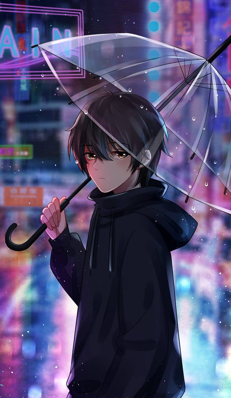 800x1380 Anime Boy Dark Umbrella Wallpaper, Phone