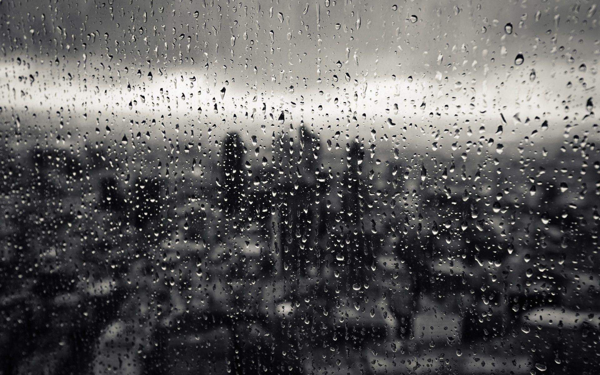 1920x1200 Drops glass rain window city, Desktop