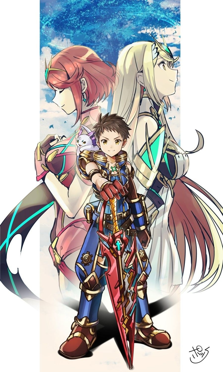 900x1500 Pyra, Mythra and Rex. Xenoblade Chronicles 2. Xenoblade chronicles Xenoblade chronicles, Character art, Phone