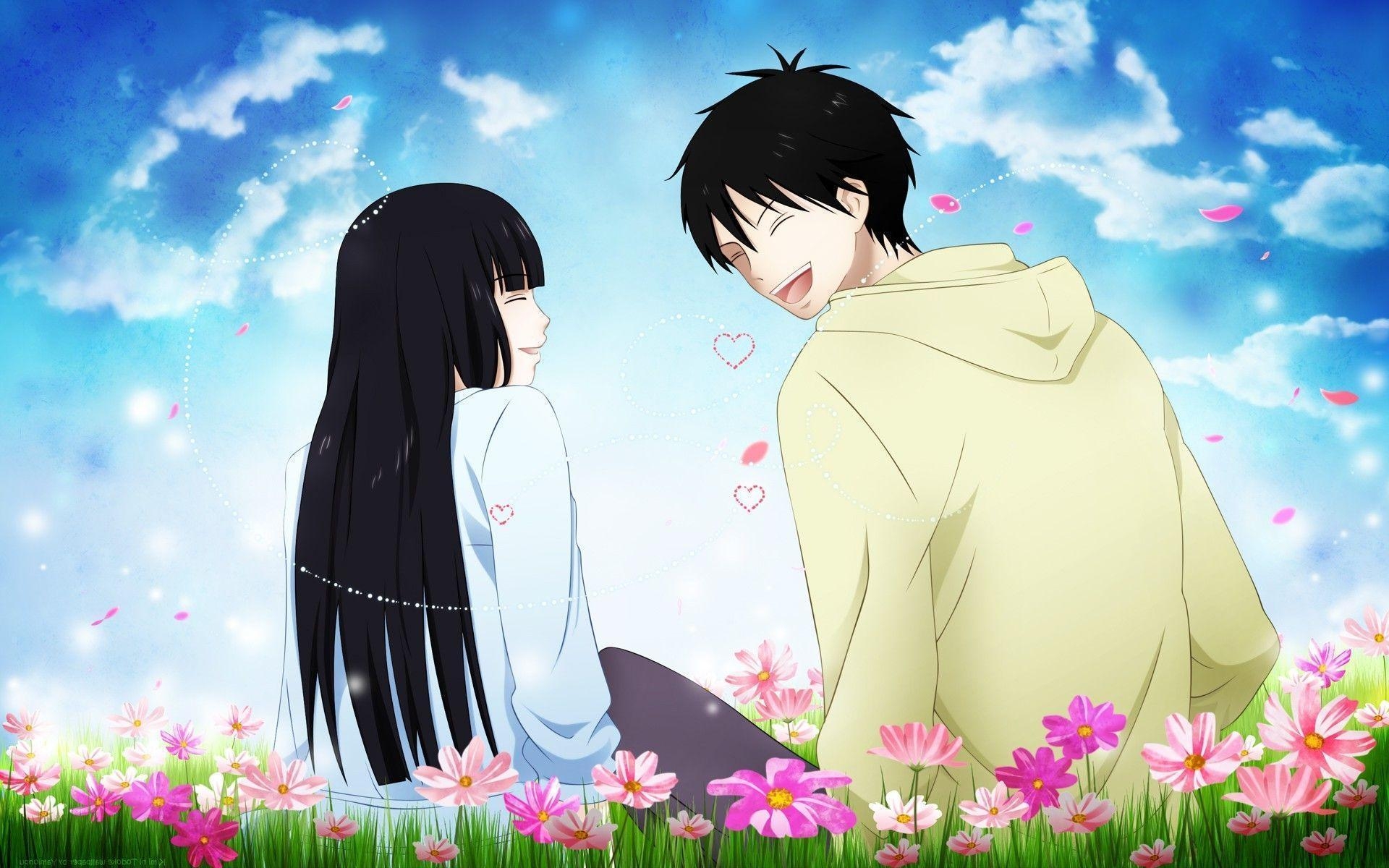 1920x1200 Kimi Ni Todoke, Kazehaya Shouta, Kuronuma Sawako, Flowers, Anime, Desktop