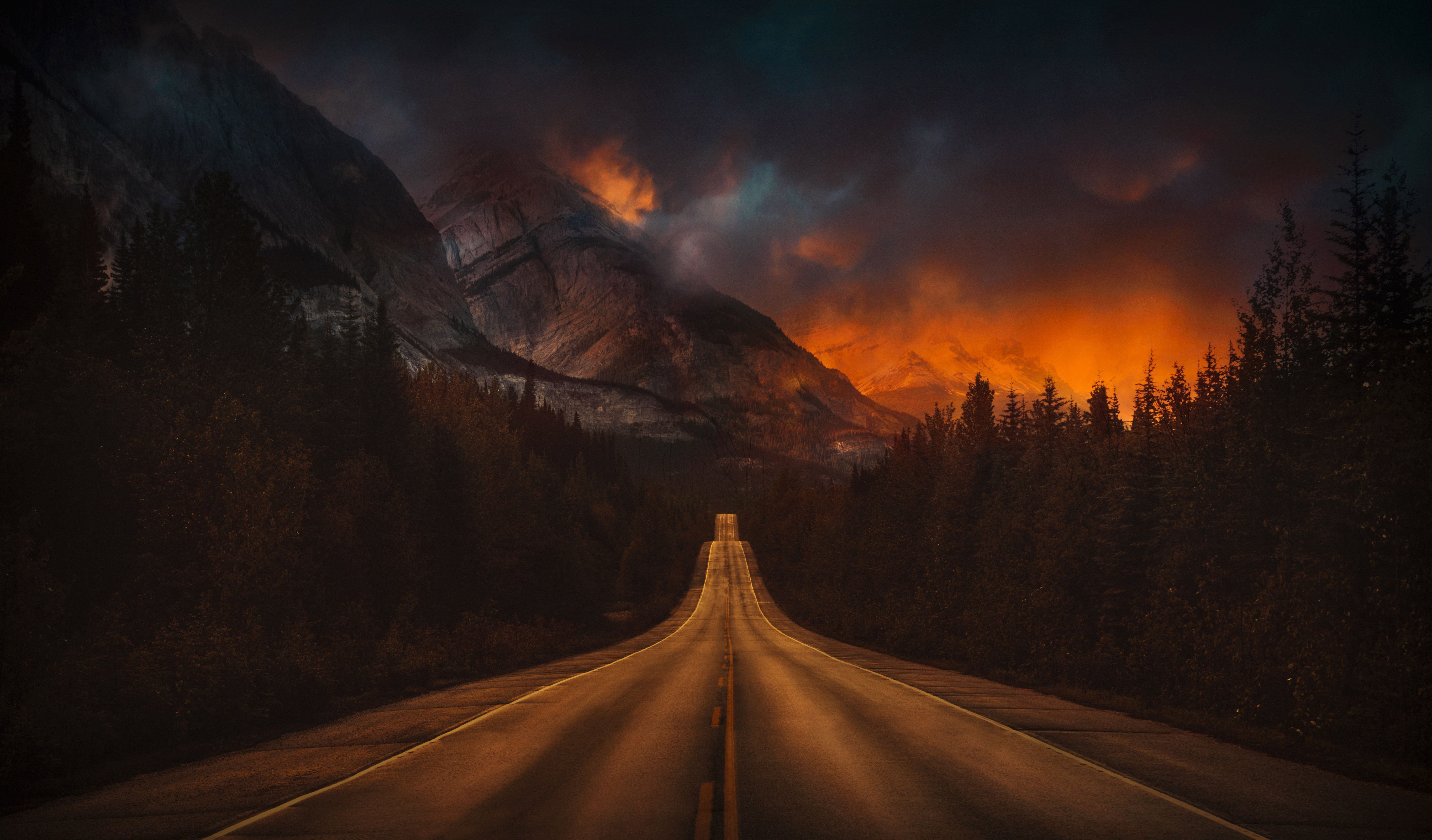6000x3520 Mountain Nature Night Road 4k, HD Nature, 4k Wallpaper, Image, Desktop