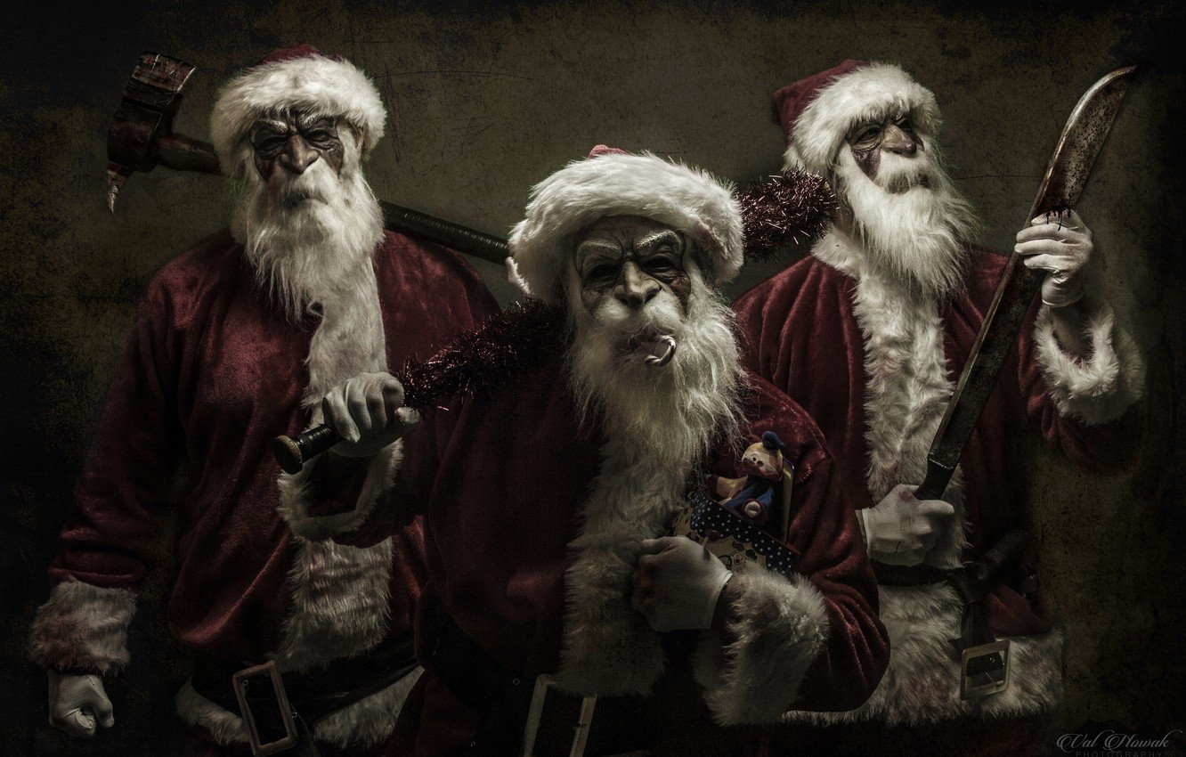 1340x850 Wallpaper mask, axe, Santa Claus, machete, bit image for desktop, section новый год, Desktop