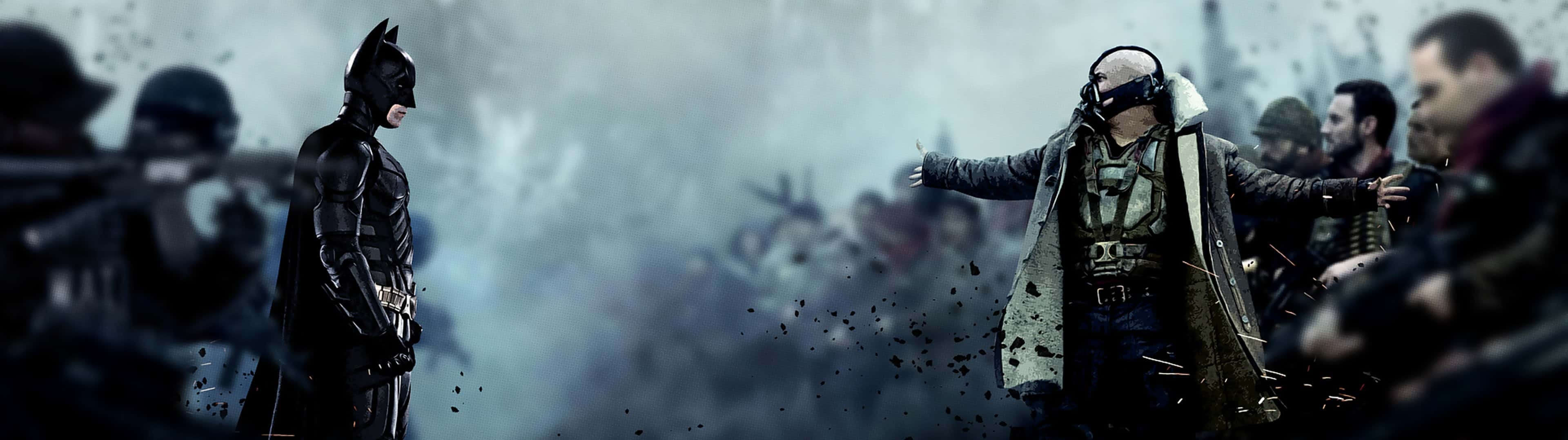 3840x1080 The Dark Night Rises Batman VS Bane Dual Monitor Wallpaper, Dual Screen