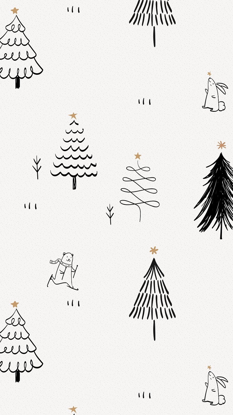 800x1430 Christmas iPhone wallpaper, cute doodle, Phone