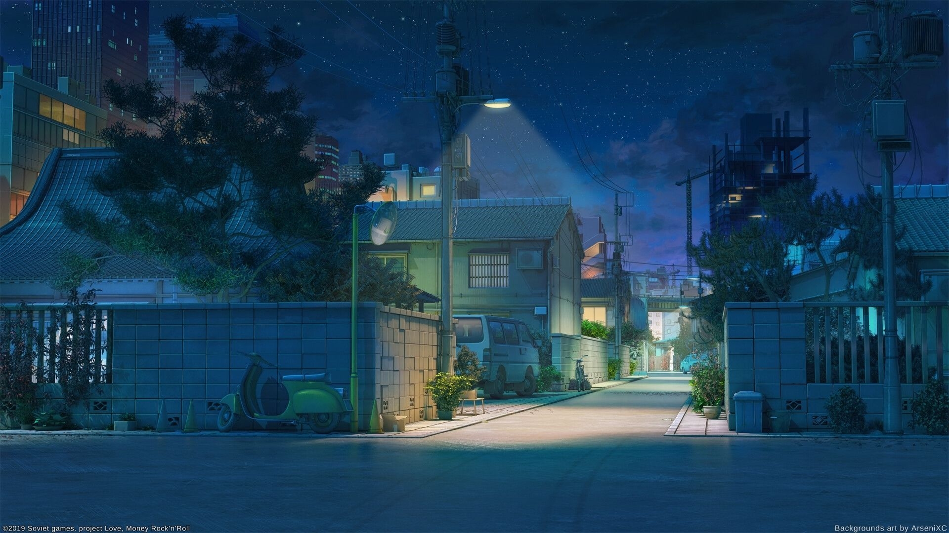 1920x1080 Japan street night, Arseniy Chebynkin. Scenery background, Anime scenery wallpaper, Scenery wallpaper, Desktop