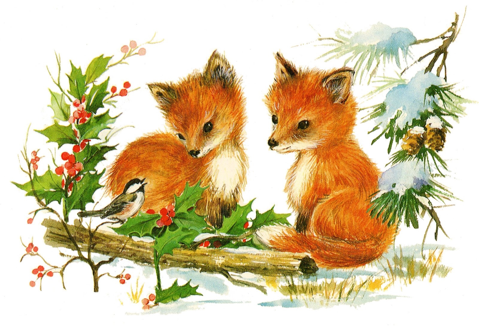 1600x1090 Christmas Fox Clipart, Desktop