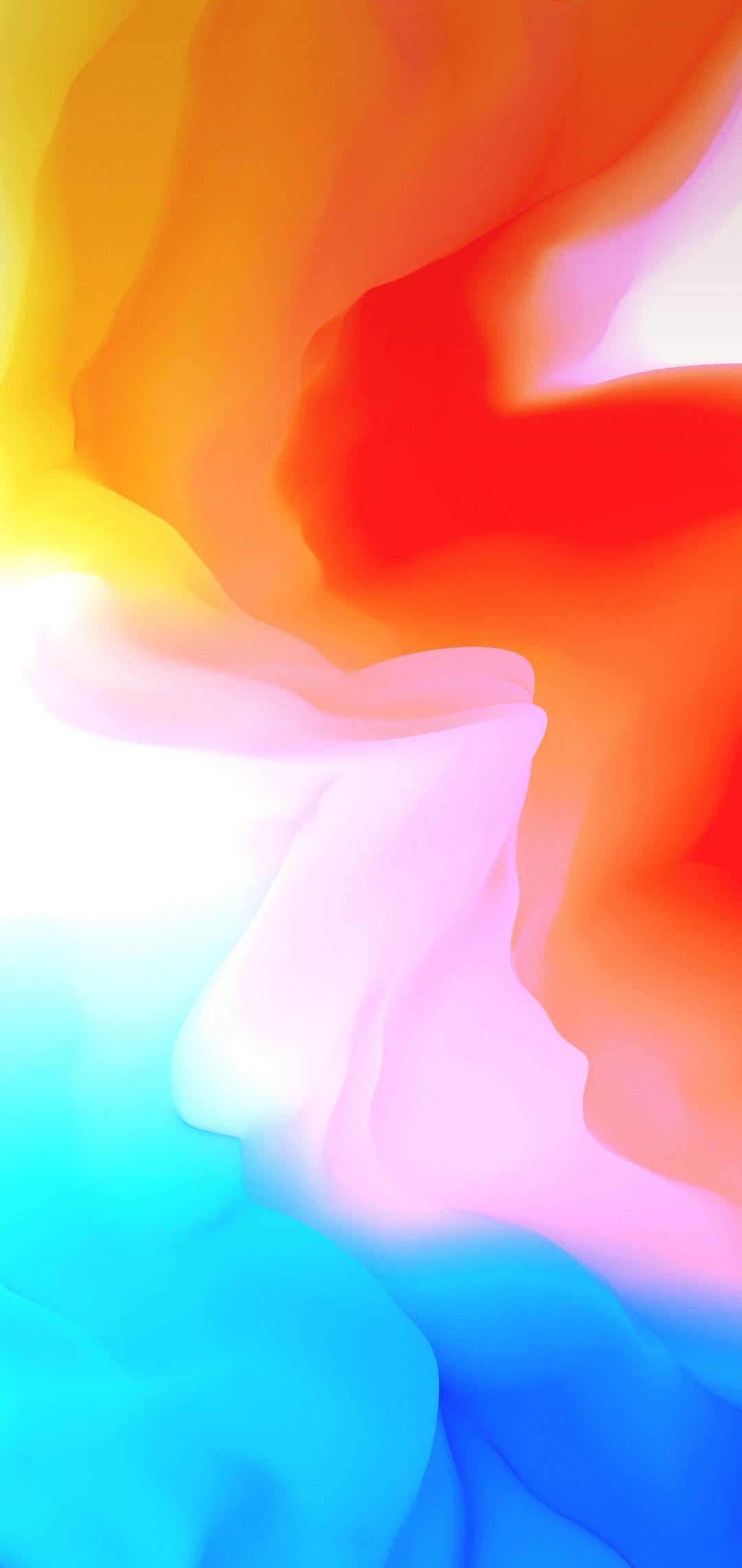 1080x2280 iOS iPhone X, orange, red, pink, blue, clean, simple, abstract, Phone