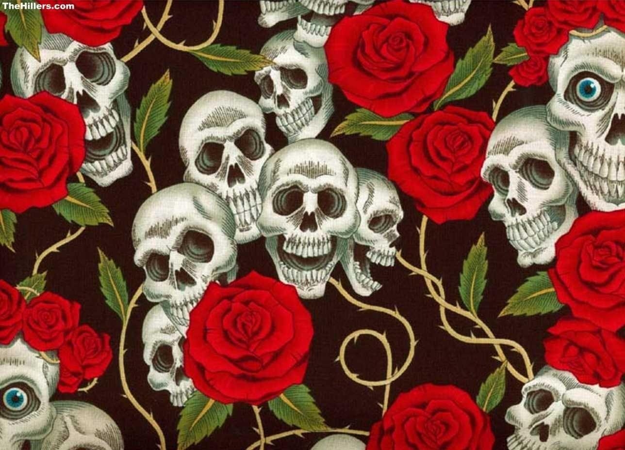 1290x930 Best Free Skulls and Roses Wallpaper, Desktop