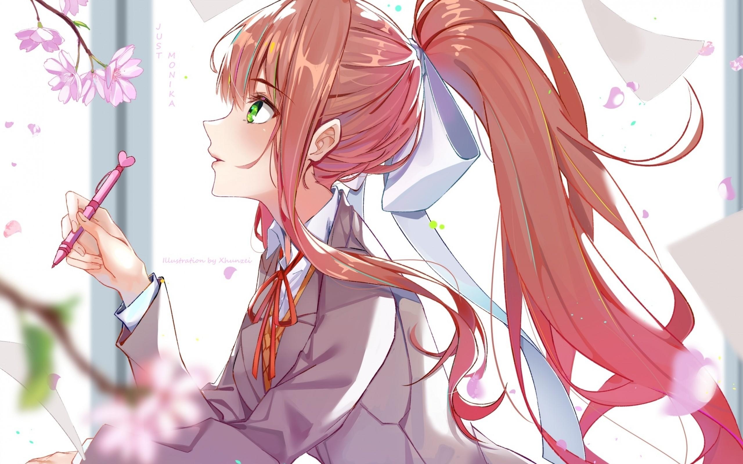 2560x1600 Download  Monika, Doki Doki Literature Club, Profile View, Desktop