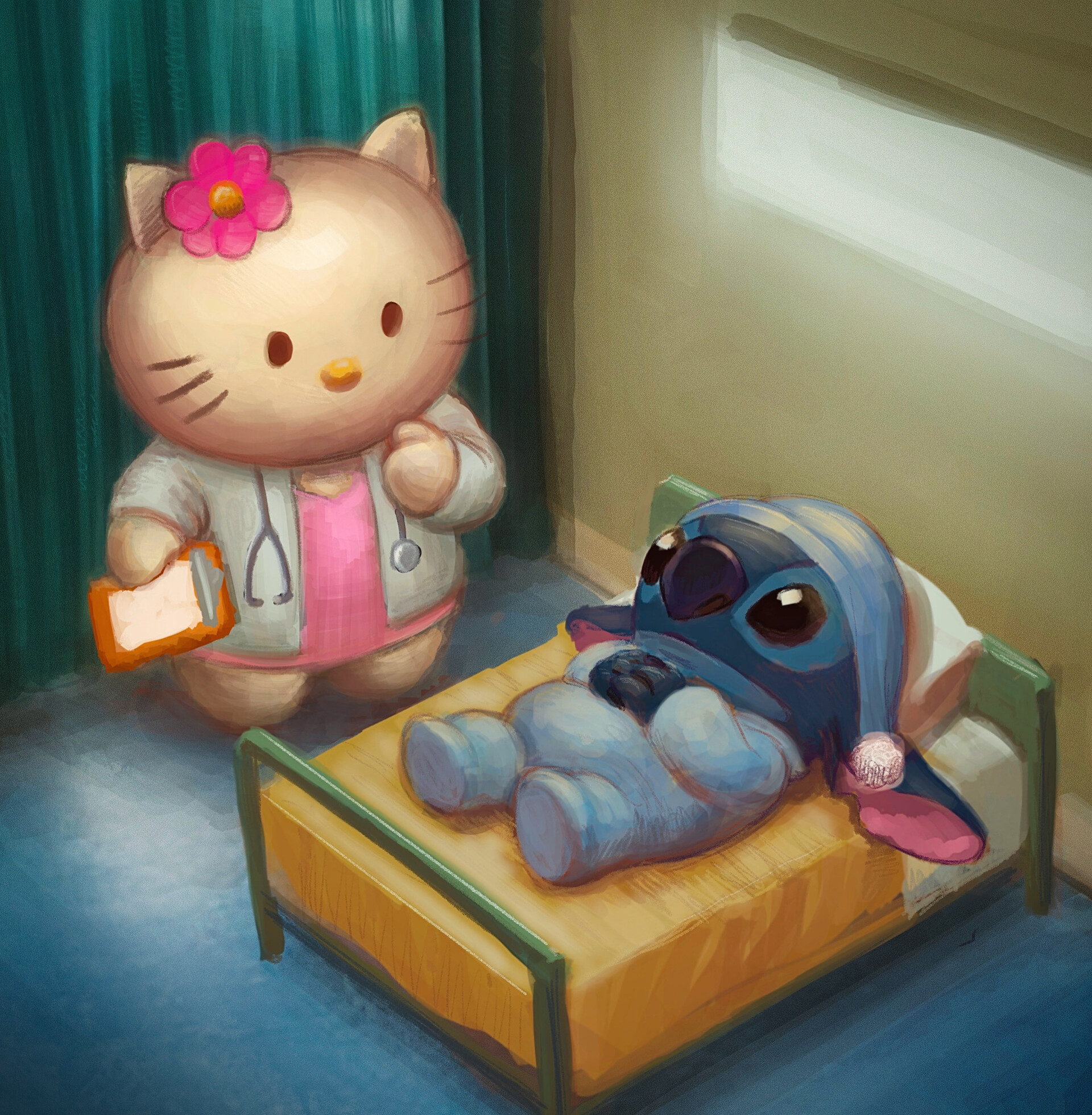 1920x1970 Hello Kitty meets Stitch, Phone