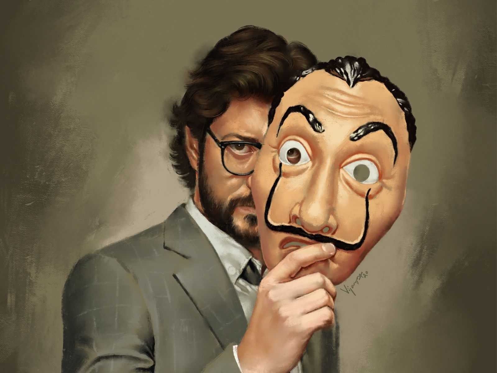 1600x1200 El professor. Digital Painting. Money heist, Desktop