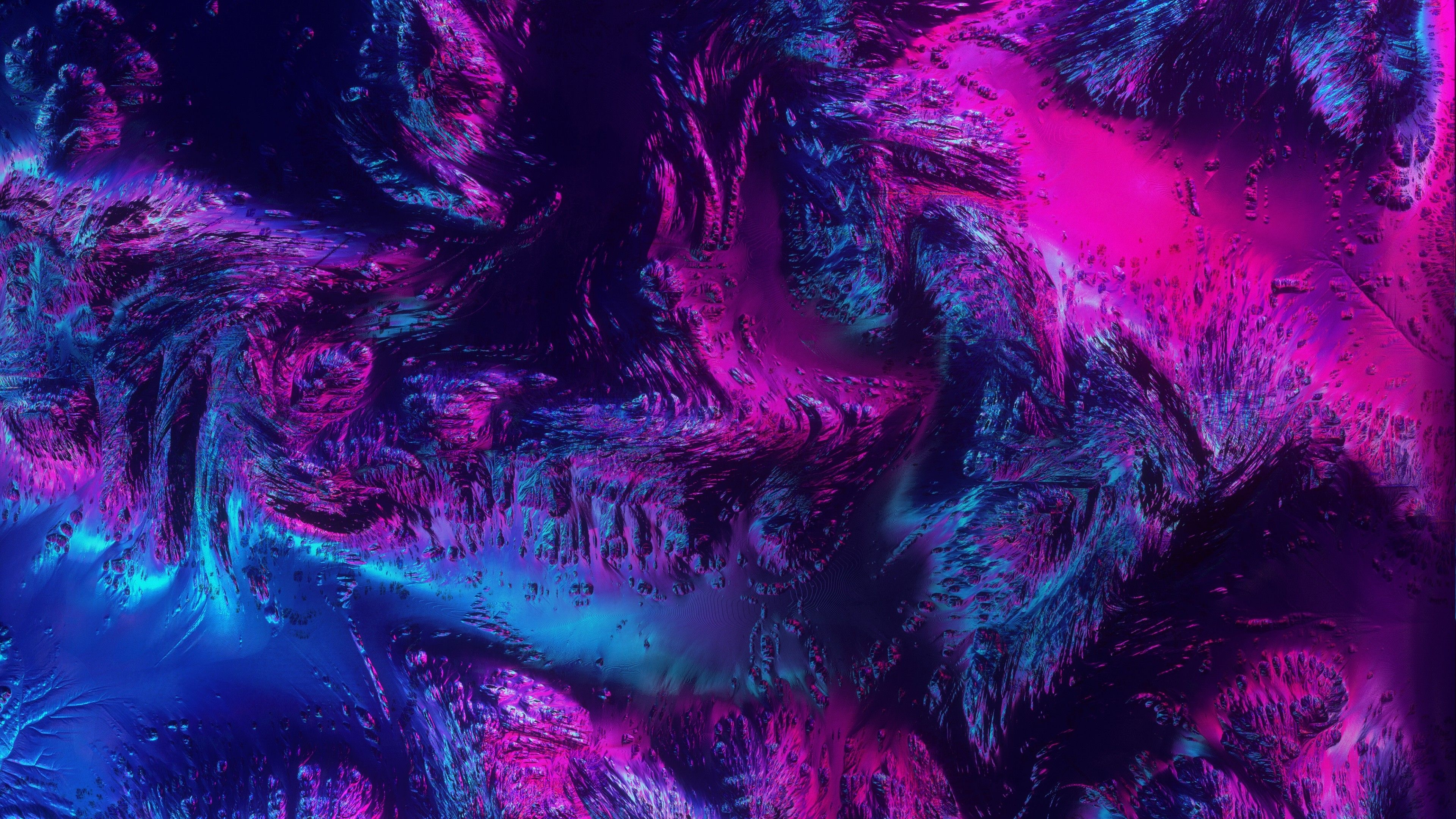 3840x2160 Wallpaper Neon, Terrain, Surface, Purple, Pink, 4K, Abstract, Desktop